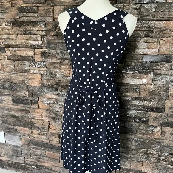 LOFT Blue and White V-Neck Sheath Dress - Picture 6 of 15